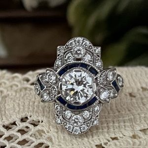 Vintage Art Deco Design Shield Ring 3.25 CTW CZ